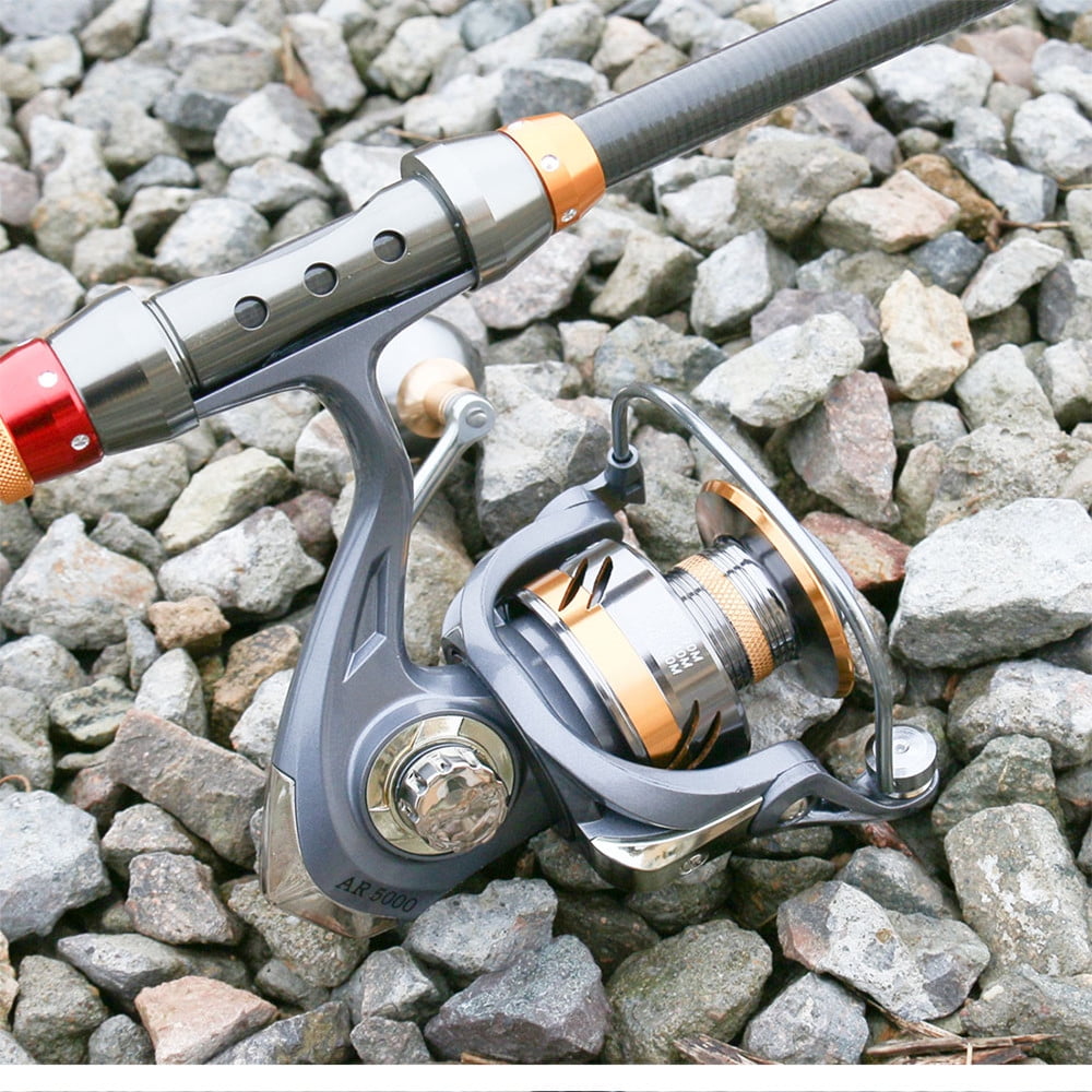 DEUKIO Spinning Fishing Reel AR2000-7000 Speed Ratio 5.2:1 Bearing 2BB Metal Spool Foldable Rocker Arm Fishing Tool