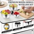 thumbnail image 5 of CHEF Mixing Bowl with Airtight Lid Set of 5, 10-Piece Stainless Steel Nesting Salad Bowl Set for Prepping, Mixing and Serving, Size 4.6, 3, 1.5, 1, 0.7 QT, Rimmed Edges & Flat Base, Black, 5 of 10