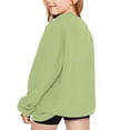 thumbnail image 6 of KHONTS Girls Long Sleeve Sweatshirts with Heart Print Casual Loose Fit Pullovers Tops Jacket for Kids,Size 3-14 Years Light Green 140, 6 of 7