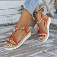 thumbnail image 5 of Dakaela Womens Low Wedge Heels Sandals Shoes Wide Width Platform Espadrilles Walking Summer Beach Shoes, 5 of 8