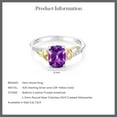 thumbnail image 5 of Gem Stone King 925 Sterling Silver and 10K Yellow Gold Cushion Purple Amethyst and White Moissanite Women Ring (1.26 Cttw, Gemstone Birthstone, Available in Size 5, 6, 7, 8, 9), 5 of 5