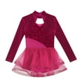 thumbnail image 5 of TiaoBug Kids Girls' Velvet Patchwork Competition Wear Figure Ice Skating Dress Dance Skirted Leotard Hot Pink 14, 5 of 7