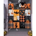 thumbnail image 3 of Halloween Horror Shower Curtain Set ，Waterproof Fabric Shower Curtains Pumpkin Castle Cowweb Plaid Orange Patchwork Shower Curtains for Bathroom,Bathroom Decor 72"x84", 3 of 6