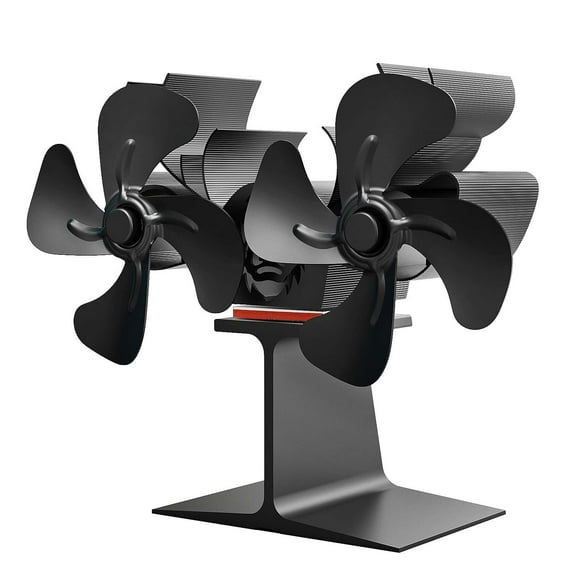 Ventilador de doble cabezal, estufa de calor con ventilador, 8 aspas, aleación de aluminio, negro, duradero, multiusos, quemador de troncos de bajo