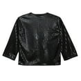 thumbnail image 6 of EnJoCho Girls Black Sequin Jacket Sparkly Open Front Lightweight Performance Street Dance Hi𝗉 Ho𝗉 Jazz 𝖢ostume Outwear Tops, 6 of 9