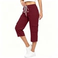 thumbnail image 4 of Ltctricy Cargo Capri Pants for Women Elastic Waist Drawstring Cropped Pants with Pockets Casual Hiking Outdoor Pants, 4 of 7