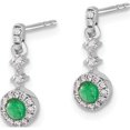 thumbnail image 2 of 14K White Gold Diamond And Cabochon Emerald Earrings (15 X 5) Made In India em4037-em-016-wa, 2 of 5