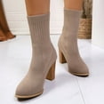 thumbnail image 7 of LOVZFMLL Boots for Women Mid Calf Chelsea Boots Pointy Toe Slip Resistant Mid Block Heel Knit Sock Boots Fall Winter Shoes, 7 of 7