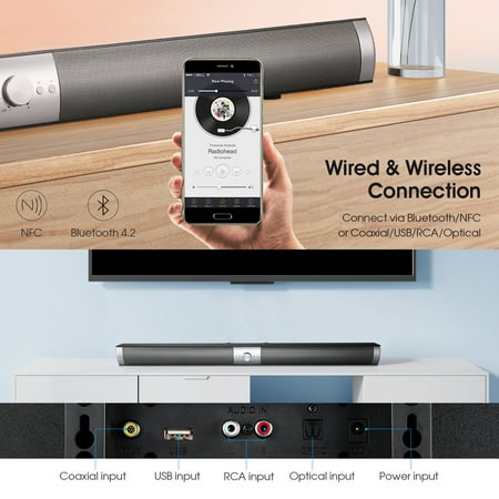SoundBar with Subwoofer, Bluetoth TV Soundbar Speaker System, Optical