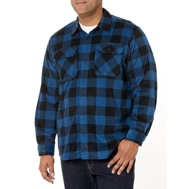 Wrangler Authentics Men's Size Long Sleeve Heavy Weight Plaid Fleece Shirt,  Blue Buffalo, X-Large Tall 