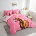 thumbnail image 3 of Homewish Animal Horse 7-Piece Twin Bedding Sets for Teens Boys Girls,Pink Brown Bedding Comforter Set,Rustic Farmhouse Breathable Sheet Sets,Ultra Soft Home Decor,Reversible, 3 of 8