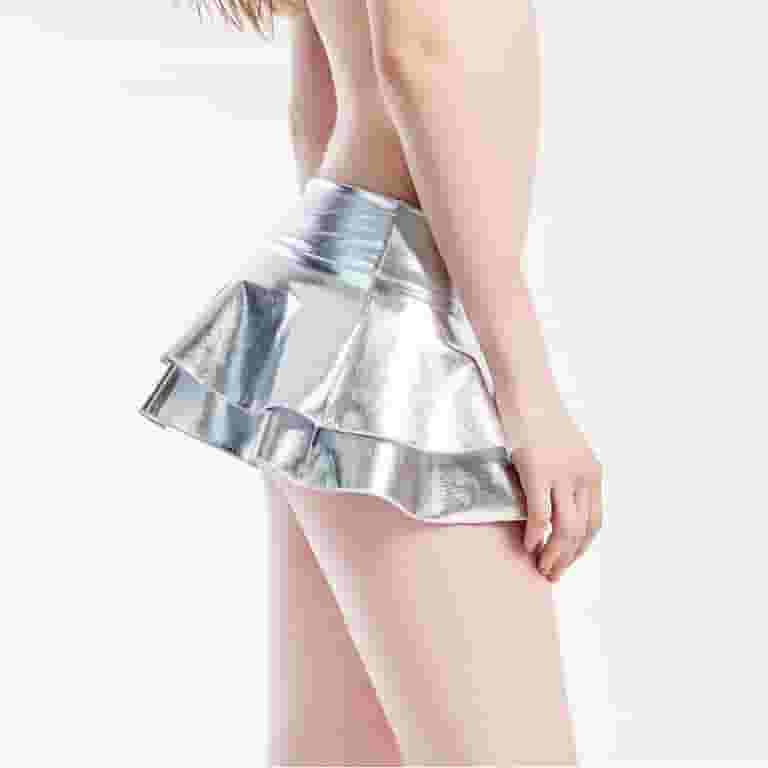 GERsome Women's Solid Novelty Metallic Pleated Mini Skirt