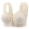 thumbnail image 2 of Horkkom Front Closure Bras for Women Plus Size Button Snap Closing Wireless Bras Floral Print Wide Strap Bras 40/90BC, Gifts for Women, 2 of 5