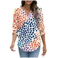 thumbnail image 3 of cocolona Womens Summer V Neck 3/4 Sleeve Tops Dressy Casual Blouses Fashion Casual Loose Cute Print T-shirts Trendy Tops 2025, 3 of 7