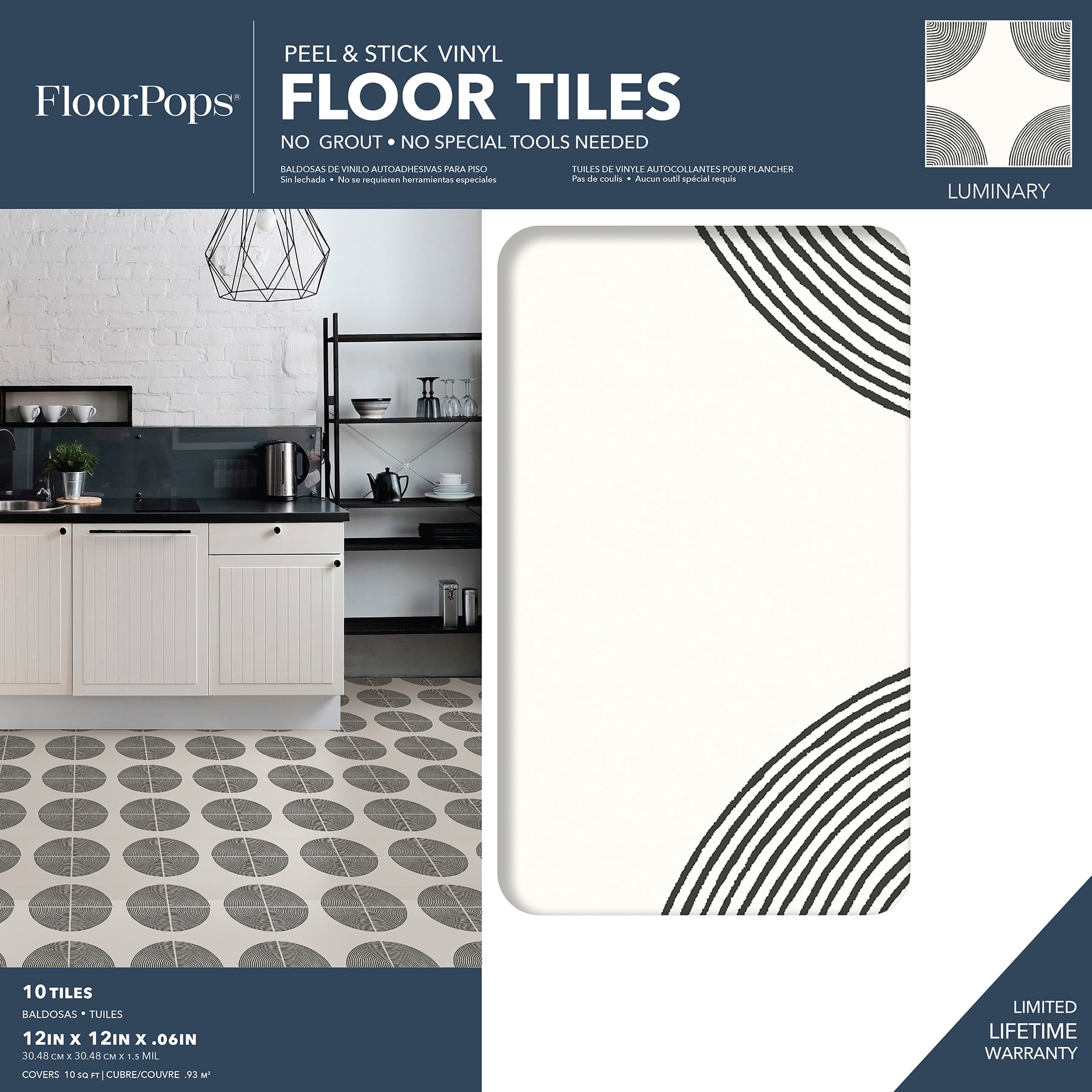 (3 pack) Floorpop Luminary Peel and Stick Floor Tiles