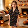 thumbnail image 2 of Baby Girl Pajamas 2 Piece Halloween Cartoon Print Short Sleeve Button Lapel Shirt And Shorts Homewear Pjs for Girls Size 2-3 Years, 2 of 4