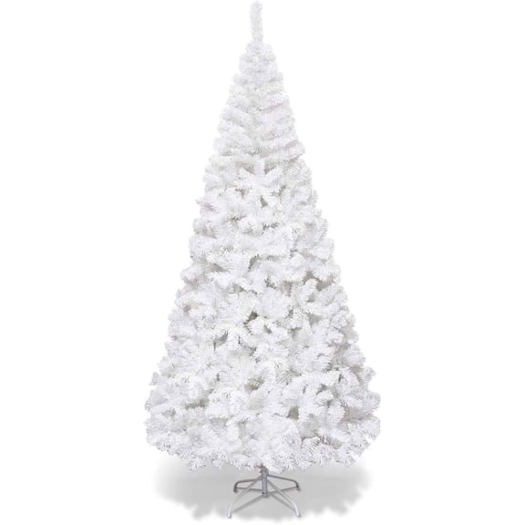 8ft Flocked Christmas Tree with 1138 Tips - Premium PVC, White Tied Branch Design, Easy 3-Step Assembly