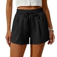 thumbnail image 4 of Sentmoon Beach Shorts Drawstring Elastic Waist Comfy Shorts Stretchy Solid Color Regular Fit Womens Shorts Athletic with Pockets Trendy for Gym and Workout S-3XL, 4 of 6