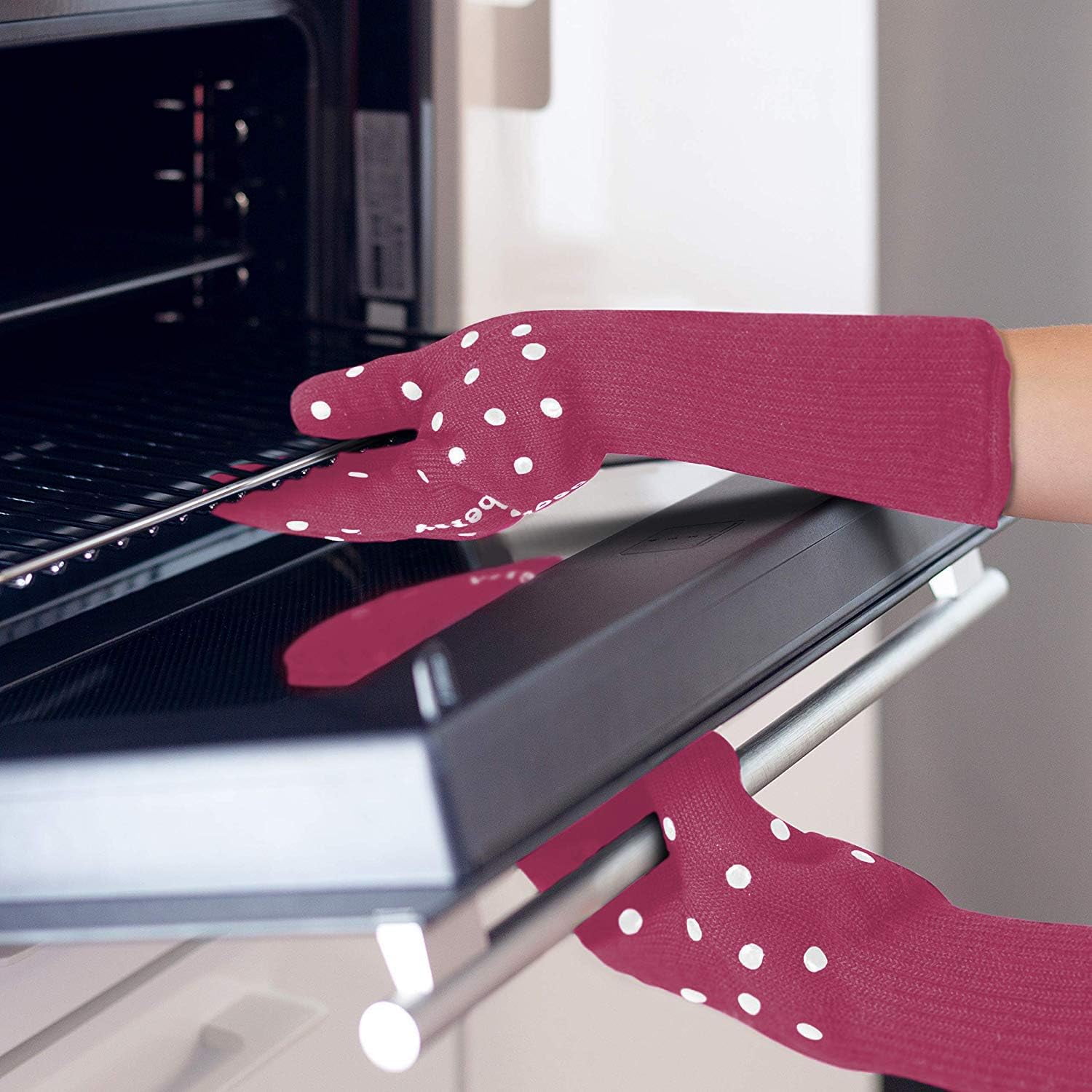 Oven Gloves with Fingers by Beets & Berry, Cooking Gloves Heat