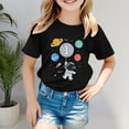 thumbnail image 2 of Tfken Girls Tshirts For Summer Crew Neck Print Short Sleeve Tops Trendy Casual Children Soft Tops Black Size 4-5 Years, 2 of 5