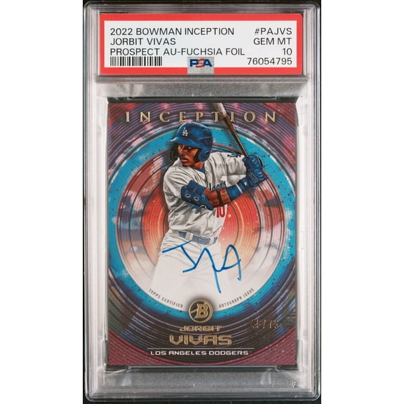 2022 Bowman Inception Fuchsia Foil Jorbit Vivas #PA-JVS Auto /75 PSA 10
