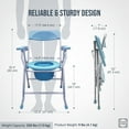 thumbnail image 3 of Folding Medical Bedside Commode with Removable Bucket - Portable Camping Toilet Chair with Armrests and Backrest - Stainless Steel, 3 of 7