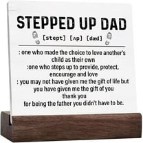 Bonus Dad Gifts,Dad Gift Ideas,Gifts for Bonus Dad Stepdad Stepfather Dad,Stepped up Dad Definition Fathers Day Sign Decor Rustic Wood Plaque Wood Plaque Gift Home Desk Shelf Decor 4 x 4 inch
