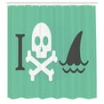 thumbnail image 3 of Ambesonne Green Shower Curtain, Skull Shark Marine Words, 69"Wx84"L, Green White, 3 of 5