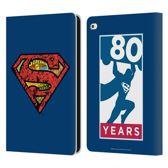 Head Case Designs Officially Licensed Superman DC Comics 80th Anniversary Logo Leather Book Wallet Case Cover Compatible with Apple iPad Air 2 (2014)