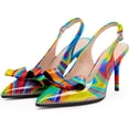 thumbnail image 3 of Women's Sexy Slingbacks Bow Stiletto Heels Closed Pointed Toe Pumps Bead Buckle Strap High Heels Dress Shoes, 3 of 12