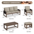 thumbnail image 3 of EAGLE PEAK 6 Pieces Natural Real Wood Cedar Outdoor Patio Conversation Set Spacious Seat Dining Chair & Sofa Set with Beige Cushions, Slat Top Rectangular Coffee Table, Ottomans, 3 of 10