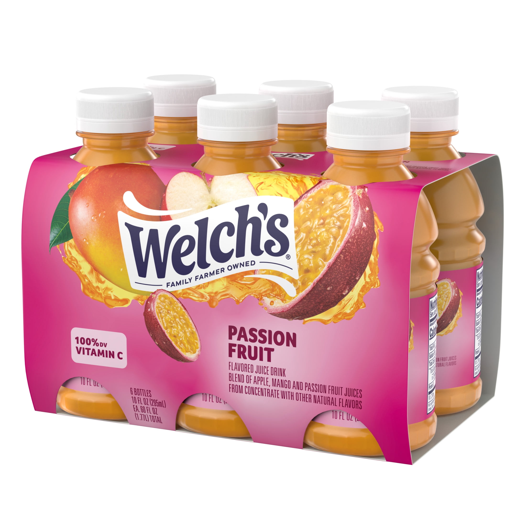 (4 pack) Welch's Passion Fruit Juice Drink, 10 fl oz On-the-Go Bottle (Pack of 6)
