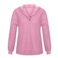 thumbnail image 6 of Womens Long Sleeve T Shirts Loose Casual Solid Color V Neck Button Long Sleeved Hoodie Sweatshirt, 6 of 9