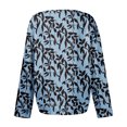 thumbnail image 5 of Women's Autumn Winter Plant Print Top Waffle Henry Shirt for Nature-Inspired Comfortable and Loose Fit Fall Tops for Women,Blue,L, 5 of 7