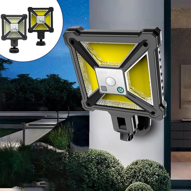 Sensor de movimiento para luces solares exteriores | Luz de seguridad solar impermeable IP65 LED 88, 3 modos, iluminación brillante para patio de jardín en vallas, plástico de 10W, fácil de