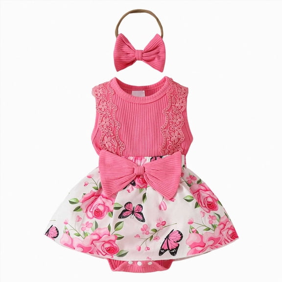 Gubotare Baby Girls Mesh Tutu Dress Newborn Baby Girl Outfit Romper Dress Cute Infant Girl Clothes 0 3 6 9 12 18 24 Months (Hot Pink,9-12 Months)
