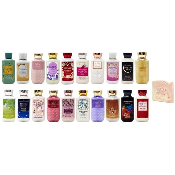 Bath & Body Works 2 Pack Assorted Body Lotion Bundle with a Himalayan Salts Springs Mini Soap