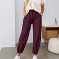 thumbnail image 2 of EDFBUYKRS Female Women Pants Casual Women's Pants Petite Length Women's Casual Pants Slim Fit Ankle Comfortable Stretchy Trousers for Daily Wear Spring Summer Fashion Pure Color Xxl, 2 of 5
