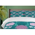 thumbnail image 4 of Ambesonne Peony Duvet Cover Sets, Rose Family Pointy Petals, 2-King, Teal and Pale Mauve, 4 of 7