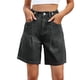 thumbnail image 1 of Pantalones cortos de mezclilla de talle alto hasta la rodilla for mujer pantalones cortos de cintura ajustable pantalones cortos de mezclilla largos Bermudas for niñas, 1 of 7