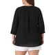 thumbnail image 3 of Blusa de gasa de mujer plus size Agnes Orinda con cuello partido, dobladillo alto-bajo, mangas 3/4, 2024, talla 4X, color negro, 3 of 6