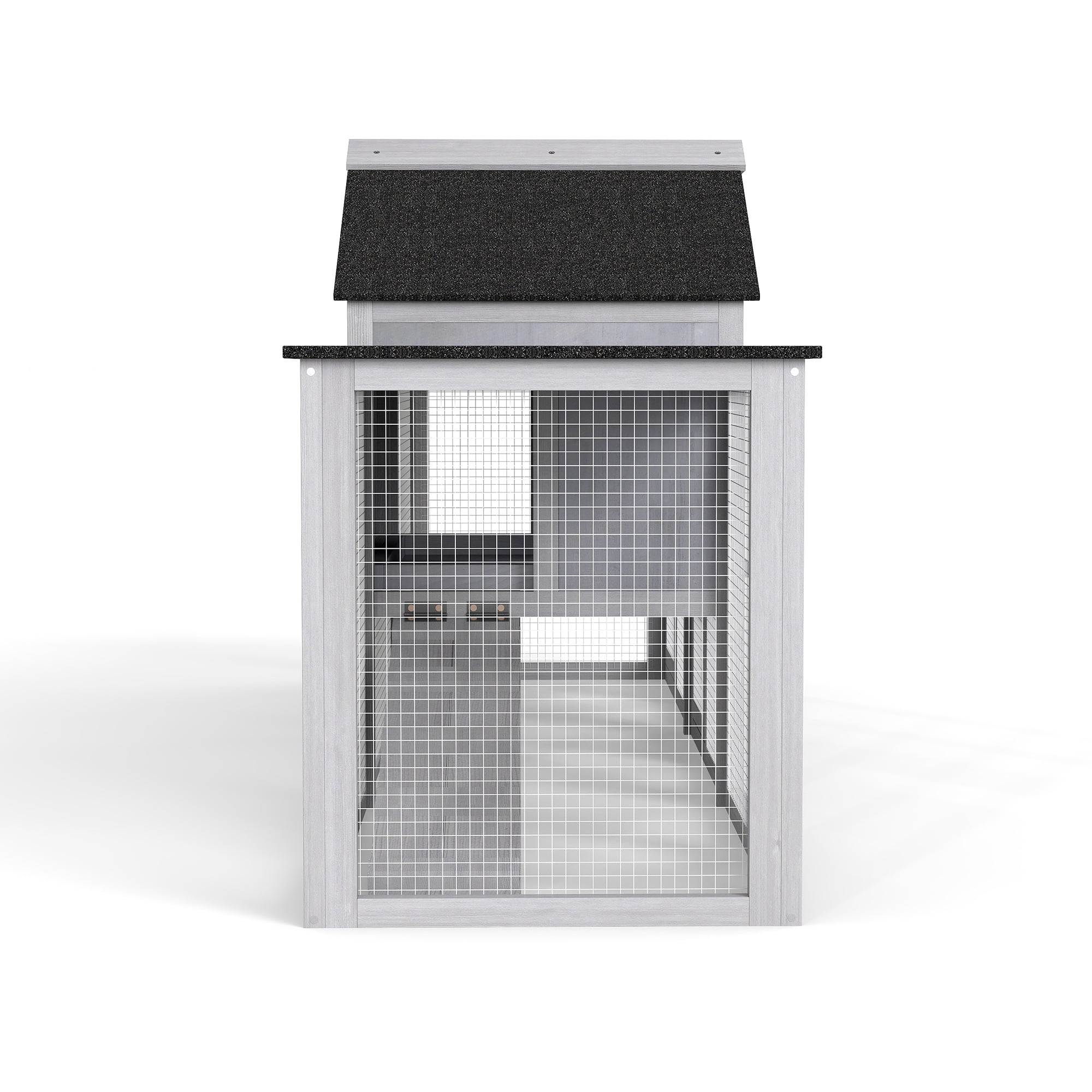 Pefilos 83" Large Rabbit Hutch, Outdoor Hen House with Tray and Climb Ramp, Wood Bunny Cage Chicken Coops Nesting Box for Small Animals, Gray