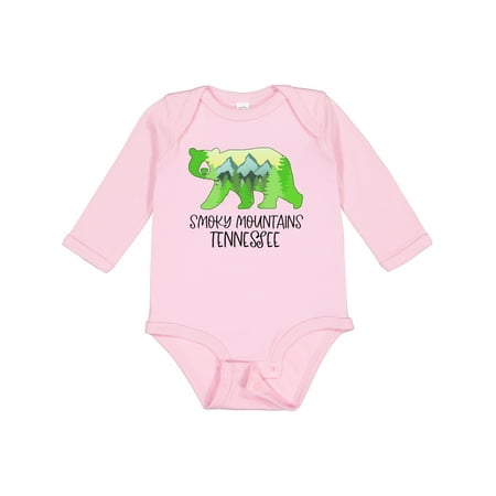 

Inktastic Smoky Mountains Tennessee- Mountains and Bear Shape Gift Baby Boy or Baby Girl Long Sleeve Bodysuit