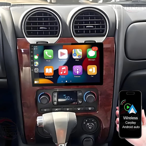 Gsuatey Android Car Radio for GMC Envoy 2002-2009 with Wireless Carplay Android Auto, 10.1" Touchscreen Stereo WiFi GPS Navigation DSP Bluetooth FM/RDS SWC with Backup Camera