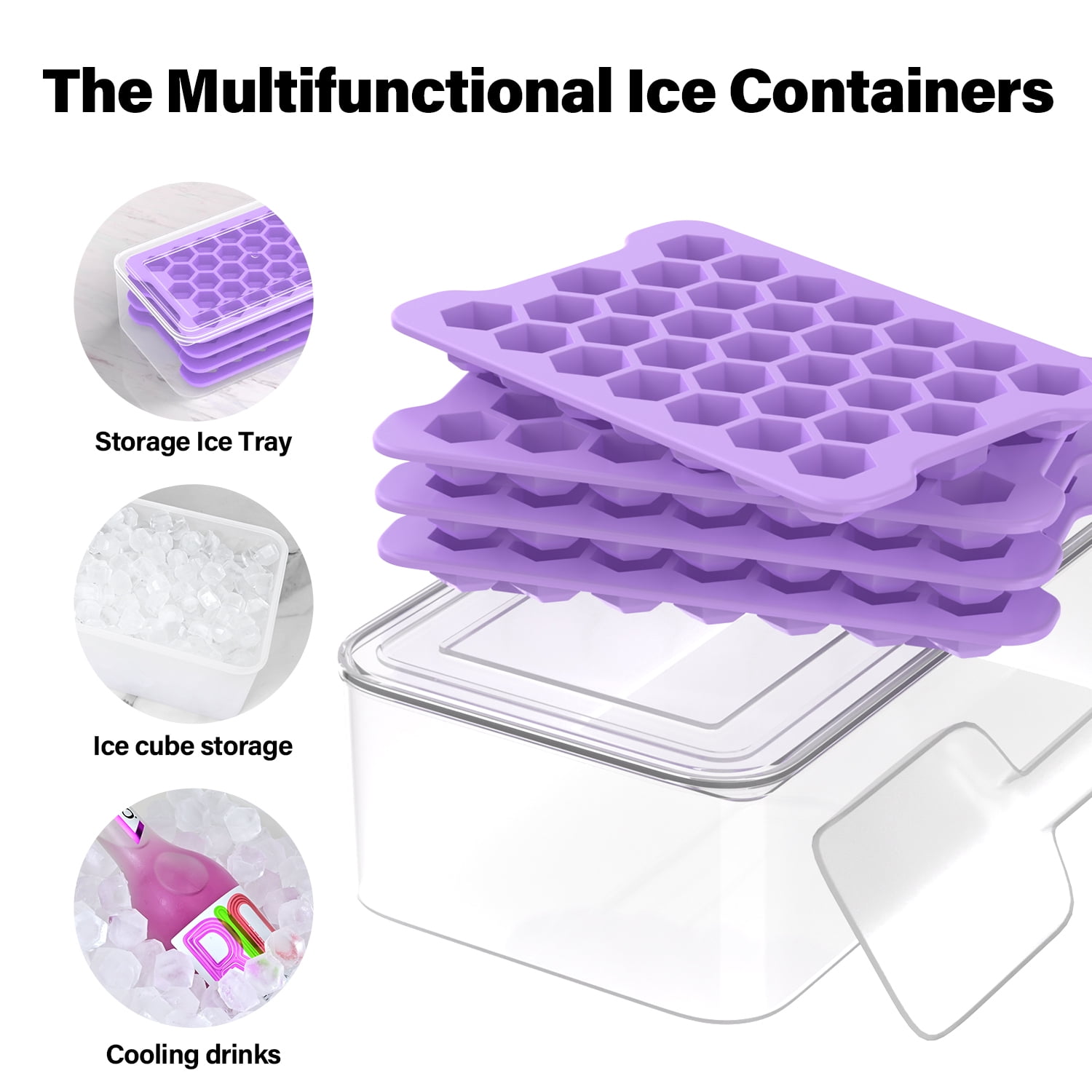 TINANA Mini Ice Cube Tray for Freezer, Plastic Hexagonal Ice Trays