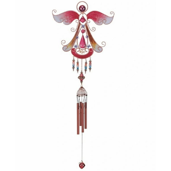 FC Design 33" Long Red Angel Copper and Gem Wind Chime Garden Patio Decoration