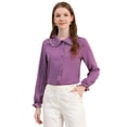 thumbnail image 1 of INSPIRE CHIC Women's Sweet Ruffle Peter Pan Collar Button Up Work Shirts, 1 of 6