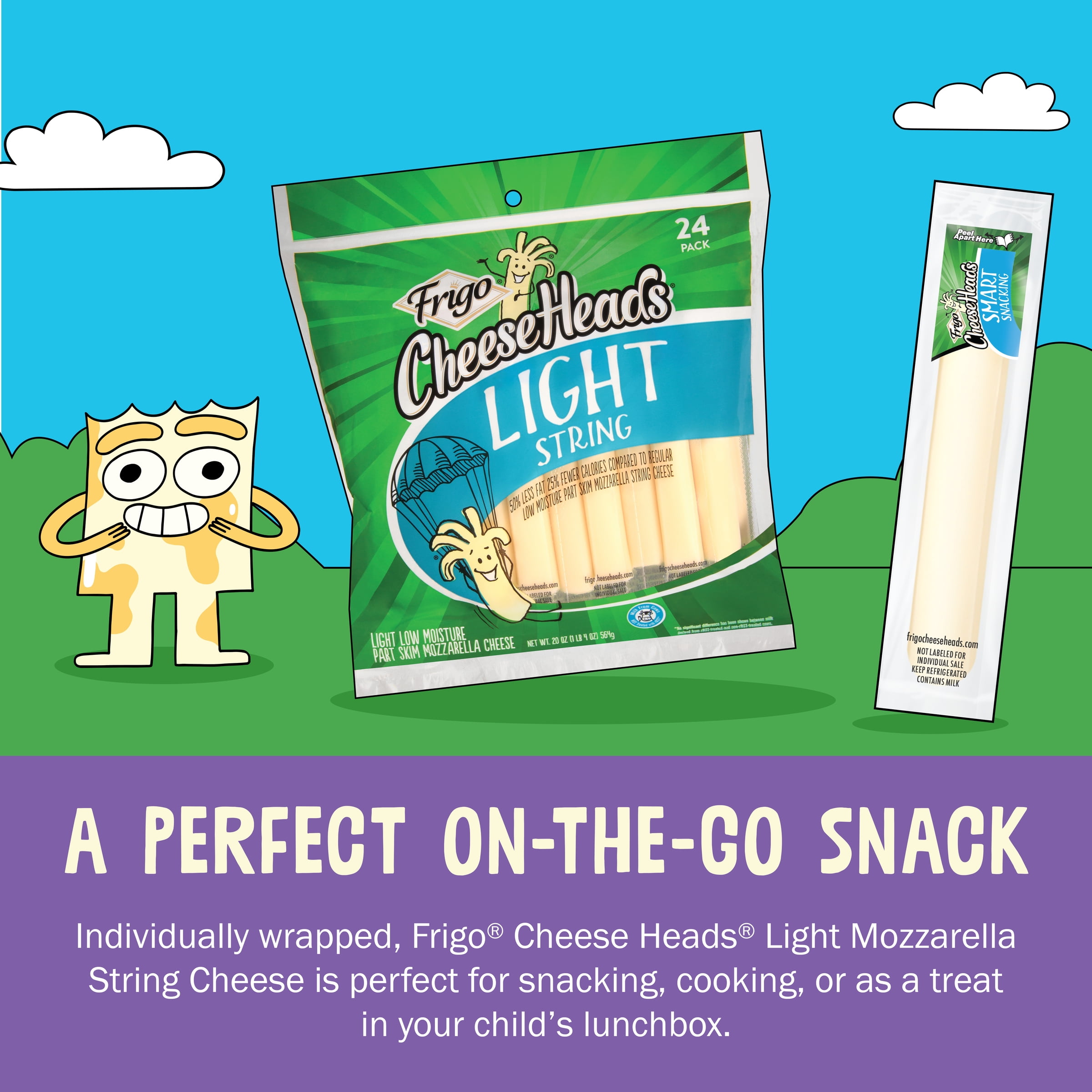 Frigo Cheese Heads Light String Mozzarella Cheese, 20 oz, 24 Count