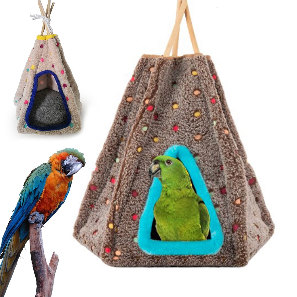 Pet Enjoy Winter Warm Bird Nest House,Bird Shed Hut Tent Shape Hammock Plush Cotton Birds Hut