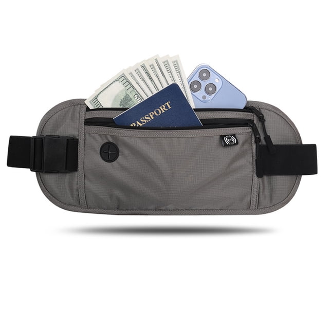Cartera de viaje para el cuello con soporte para pasaporte con bloqueo RFID para hombres y mujeres. Estuche de viaje súper delgado para proteger sus documentos importantes y efectivo, resistente al